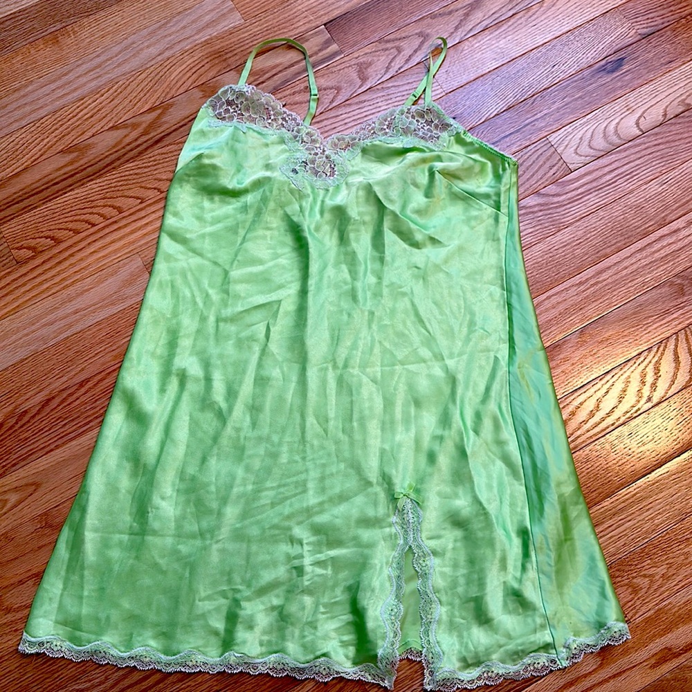 Green satin nightgown